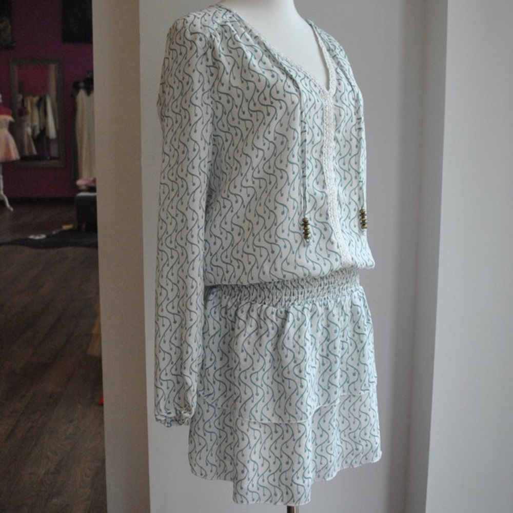 Long sleeve print summer Dress with ruffles